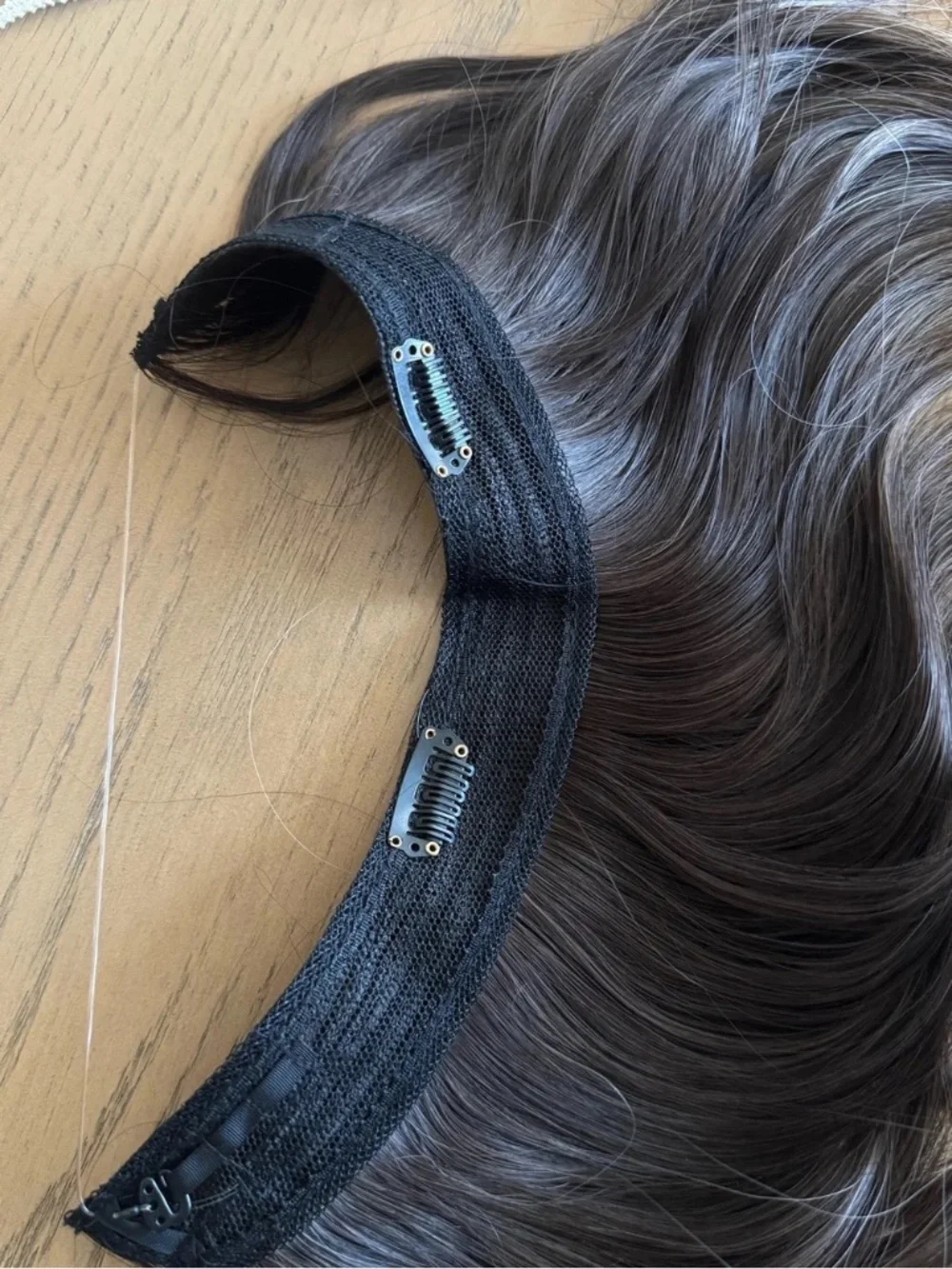 18 in Halo Hair Extension Human Hair & Synthetic Blend Brown Blonde Balayage